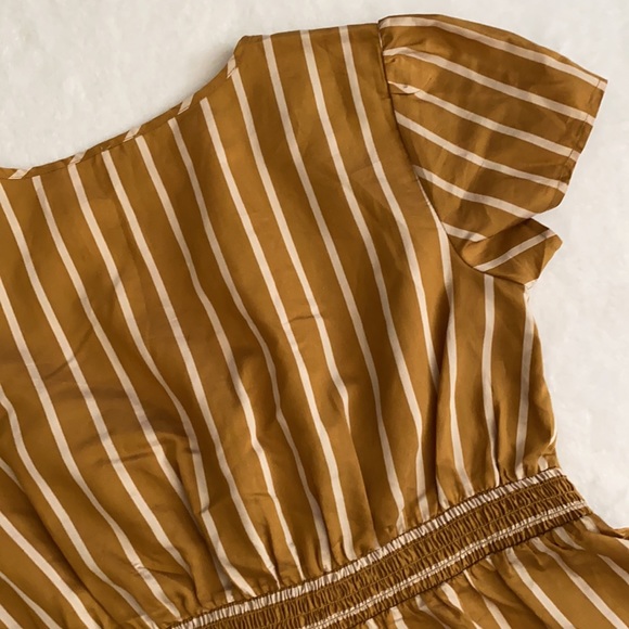 Loft Beach | V-Neck Striped Keyhole Tie Front Short Sleeve Peplum Top Bronze XXS - Picture 14 of 16